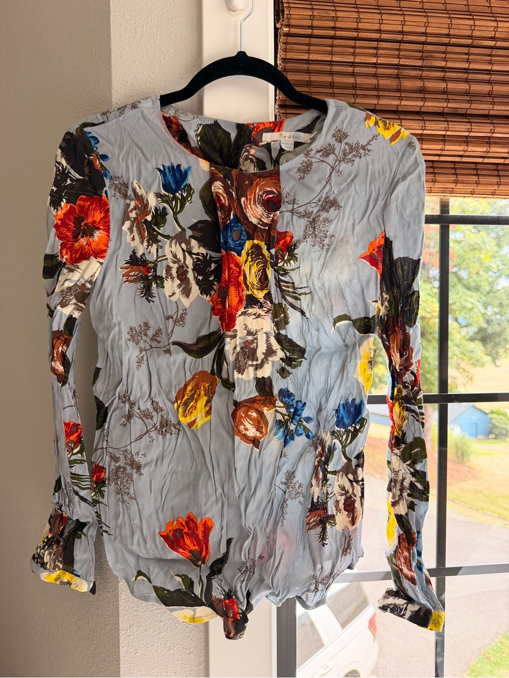 Boden Light Blue Floral Button-Front Blouse